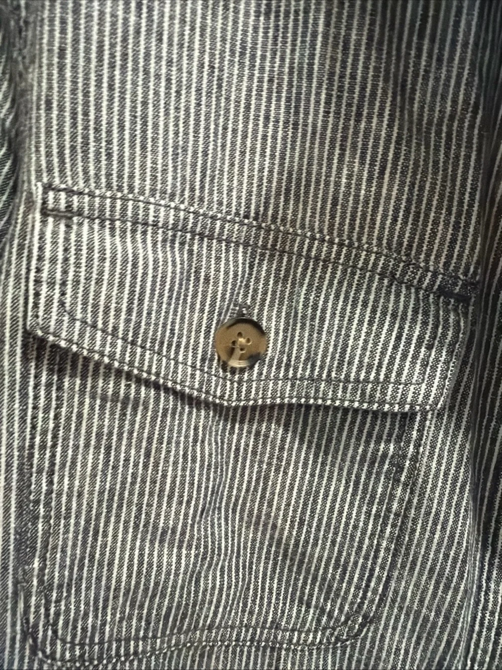 LOFT Gray Pinstripe Utility Jacket with Button Front